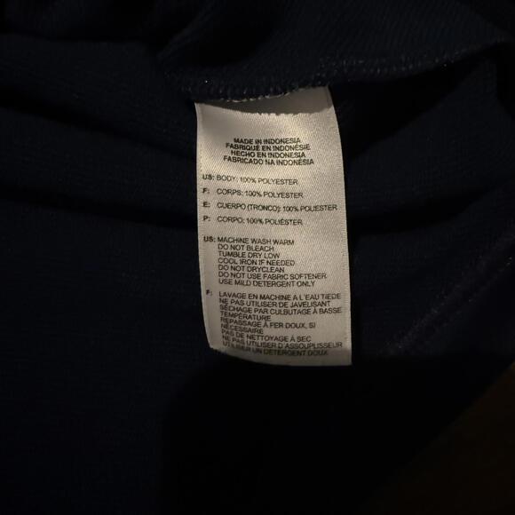 NWOT Men's Adidas Navy Blue & White Quarter Zip Fleece Lined Pullover Medium - Picture 3 of 6